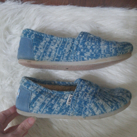 Toms Sherpa Lined Blue And Cream Alpargata Size 6 - Picture 3 of 6